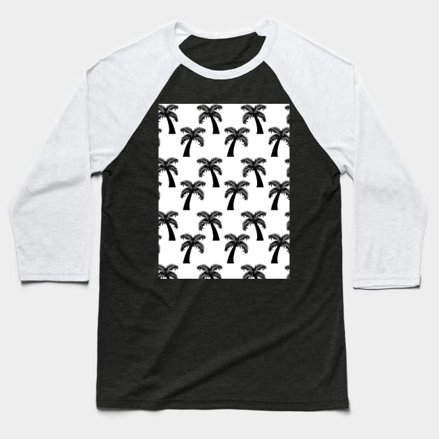 Black and white palm tree pattern Baseball T-Shirt by Spinkly